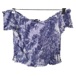 Kendall & Kylie Top Size Medium 100% Rayon Crop Top Smocked Shirt